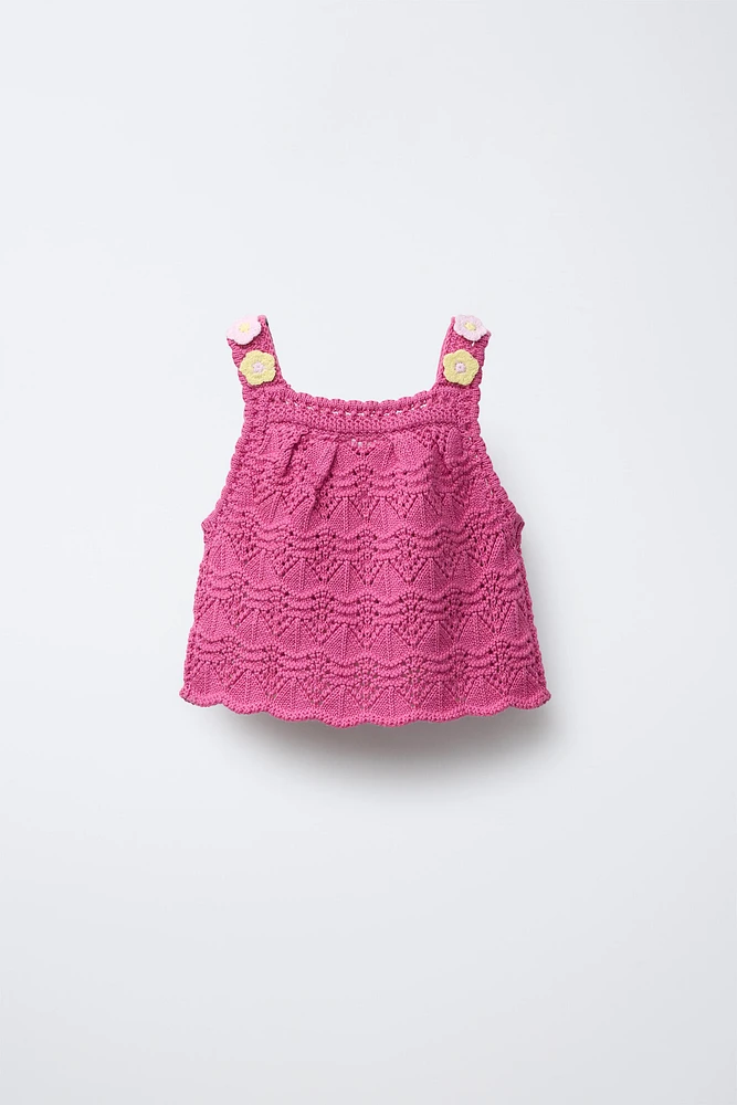 FLORAL CROCHET KNIT TOP