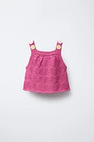 FLORAL CROCHET KNIT TOP