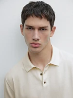 Short sleeve cotton knit polo shirt