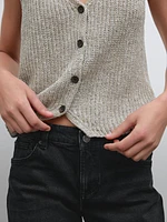 Cotton blend short knit vest