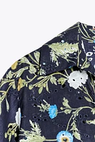 EMBROIDERED EYELET PRINTED SHIRT