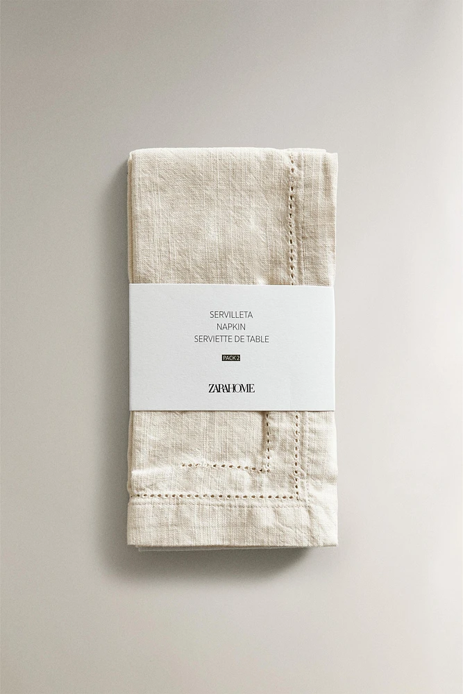 HEMSTITCHED COTTON NAPKINS (PACK OF 2)