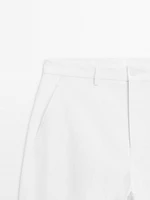Straight-leg cotton blend trousers