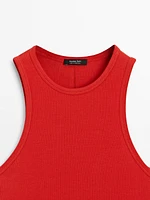 Top à encolure américaine en coton mélang