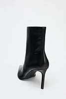 LEATHER STILETTO HEELED ANKLE BOOTS