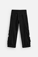 PANTALON DENIM CARGO POCHES