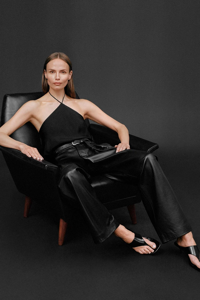 PLEATED LEATHER BELTED PANTS 50TH ANNIVERSARY