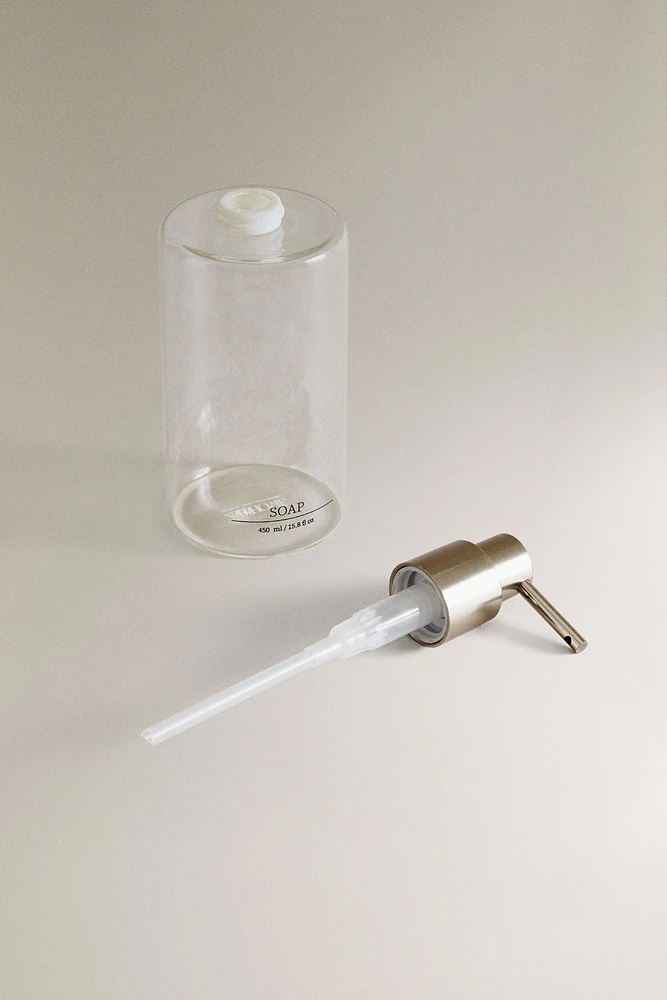 BOROSILICATE GLASS SOAP DISPENSER WITH SLOGAN