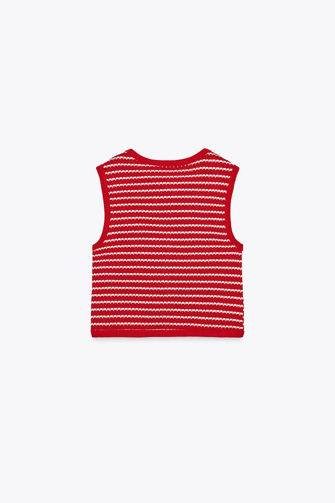 TOP GILET JACQUARD BOUTONS