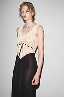 ROBE EN MATIÈRES VARIÉES STRUCTURE FANTAISIE