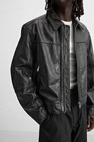 LEATHER BOXY FIT JACKET