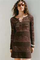 CROCHET KNIT MINI DRESS
