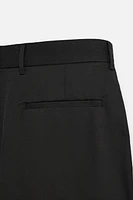 PLEATED COTTON LINEN SHORTS