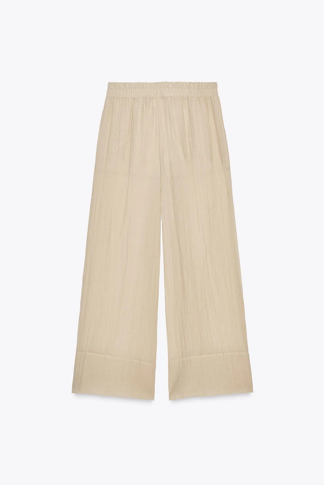 PANTALON LARGE SEMI-TRANSPARENT EFFET FROISSÉ