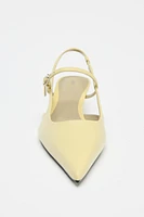 LEATHER KITTEN HEEL SLINGBACKS
