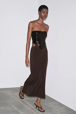 SEQUIN CUT-OUT COMBINATION DRESS