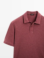 Textured piqué short sleeve polo shirt
