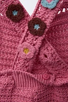 SALOPETTE COURTE EN MAILLE CROCHET FLEURS