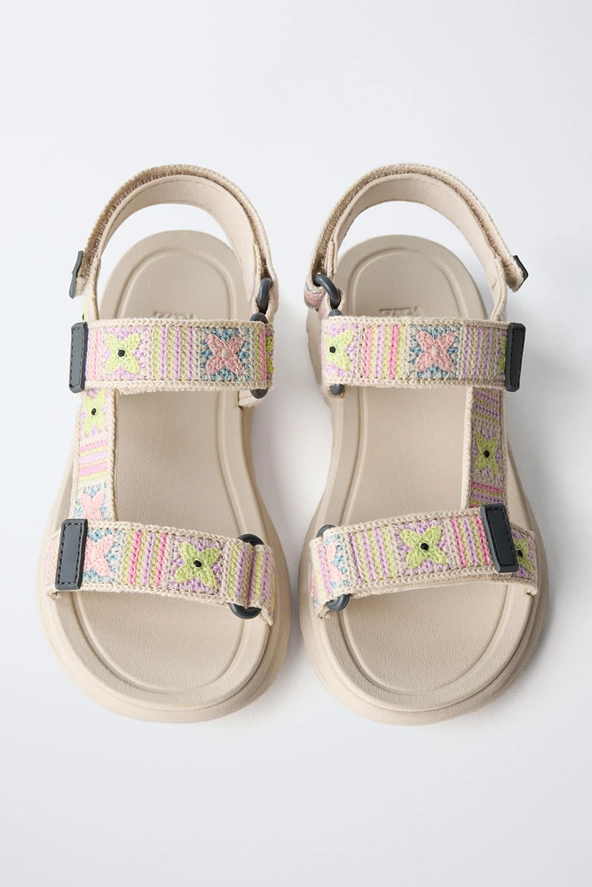 CROCHET EFFECT TECHNICAL SANDALS