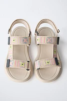 CROCHET EFFECT TECHNICAL SANDALS