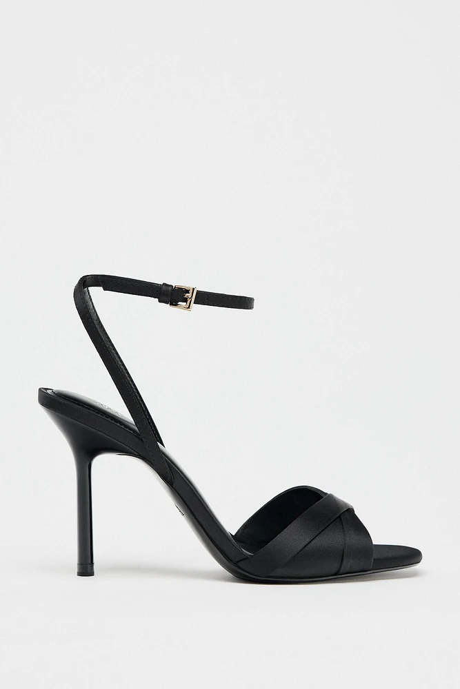 SATIN HEELED SANDALS