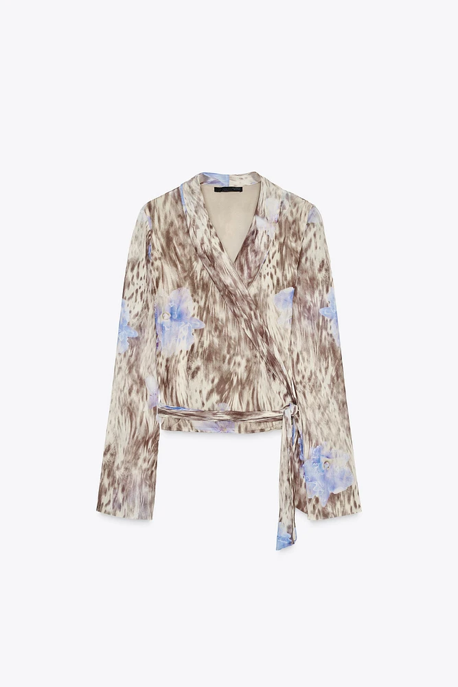 TOP CROISÉ TULLE IMPRIMÉ