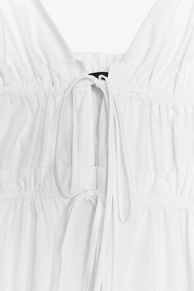 POPLIN MIDI DRESS WITH STRAPS