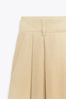 PANTALON LARGE À PINCES AVEC LIN