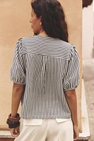 STRIPED TIE BLOUSE
