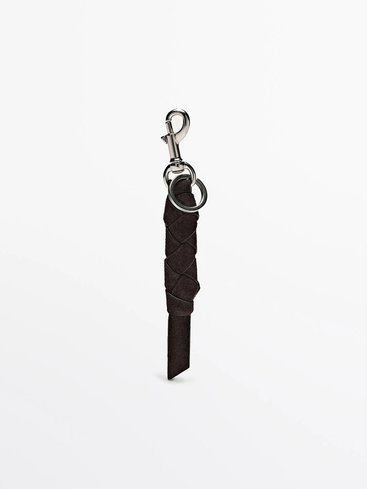 Braided split suede leather keyring