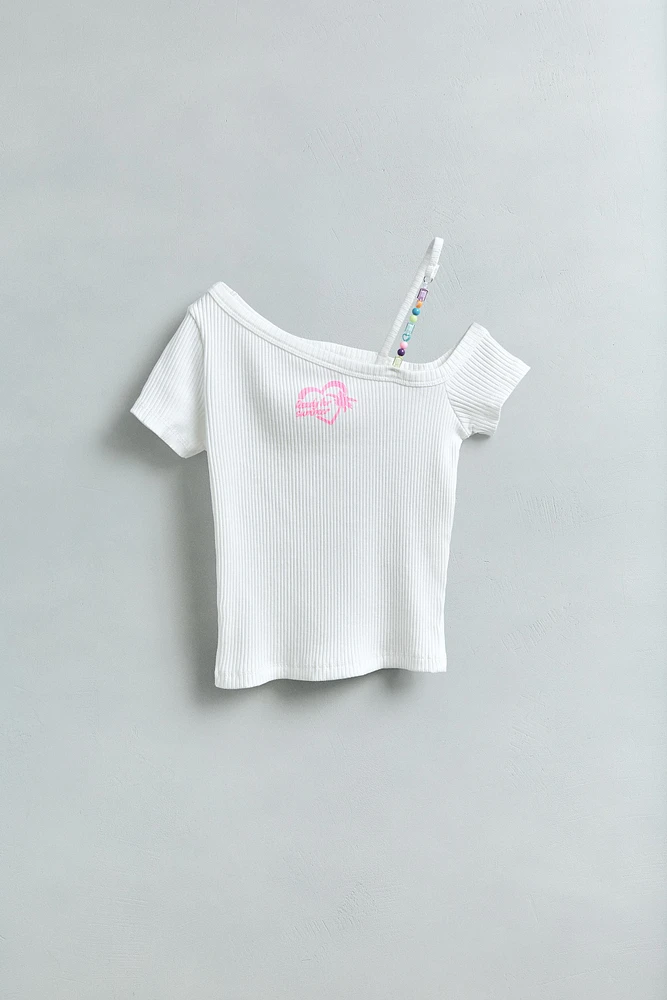 T-SHIRT ASYMÉTRIQUE RIB FANTAISIE