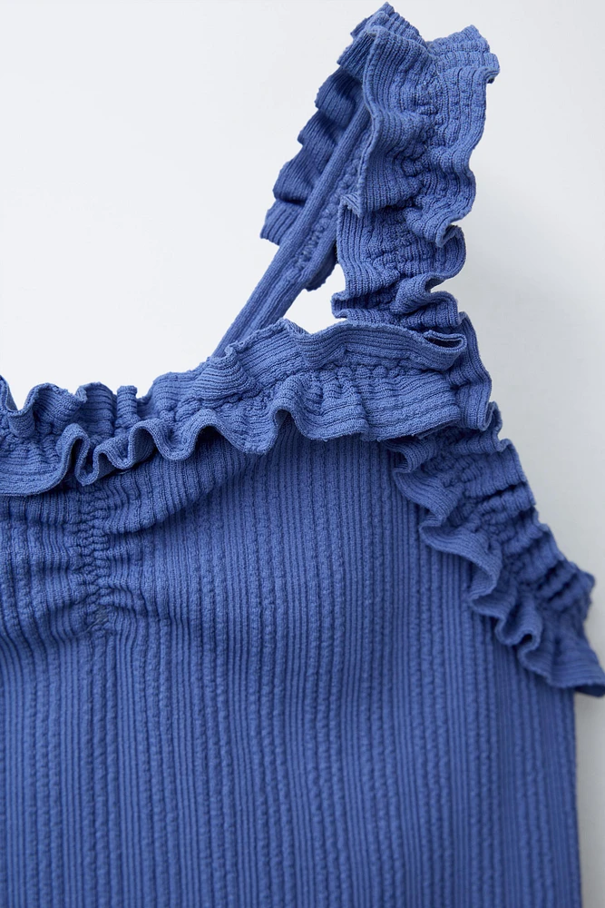 2-6 ANS/ MAILLOT DE BAIN TEXTURÉ À VOLANTS