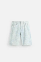 SCRATCHED BAGGY FIT DENIM SHORTS
