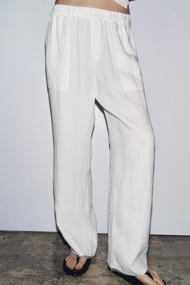 DOUBLE BUTTON LINEN PANTS