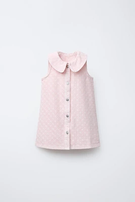 EMBROIDERED FLORAL TWILL DRESS