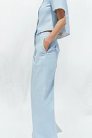STRAIGHT LEG PANTS WITH METAL BUTTON