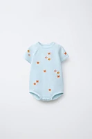 CRAB AND FISH EMBROIDERY KNIT ROMPER