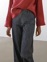 Cotton blend denim trousers
