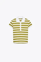 STRIPED RIBBED POLO SHIRT
