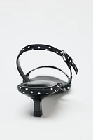 POLKA DOT HEELED SANDALS