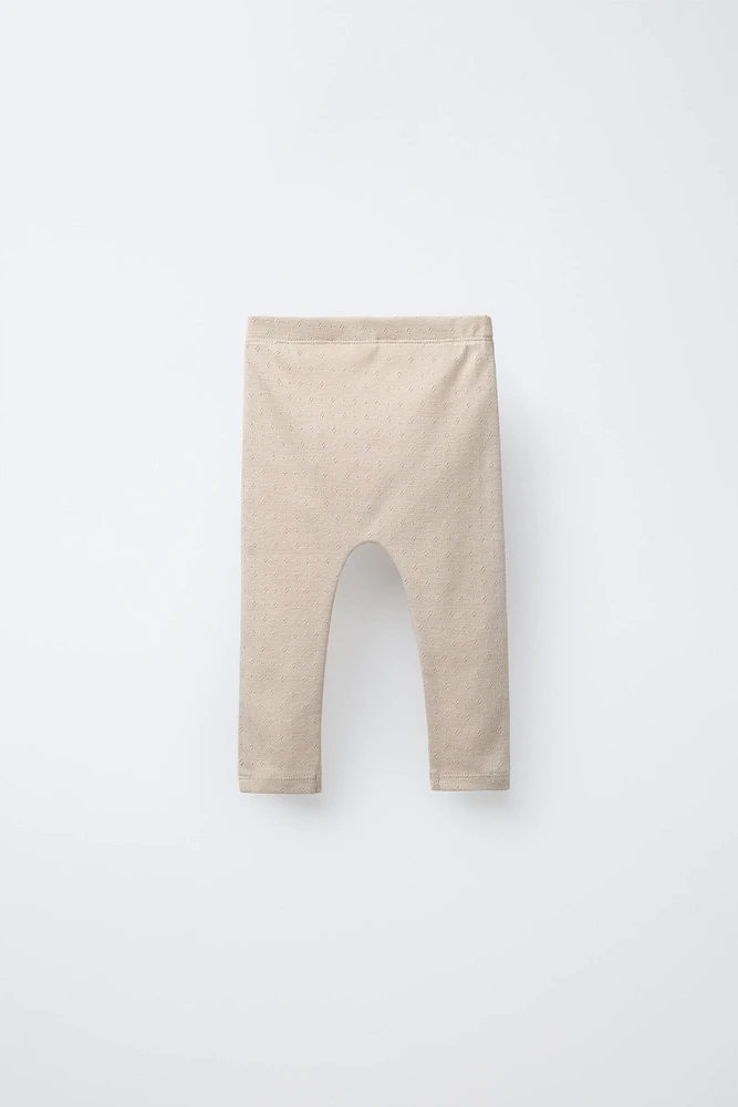 LOT DE DEUX LEGGINGS EN MAILLE POINTELLE MER