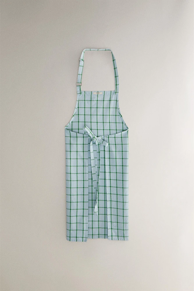 COTTON CHECKED KITCHEN APRON