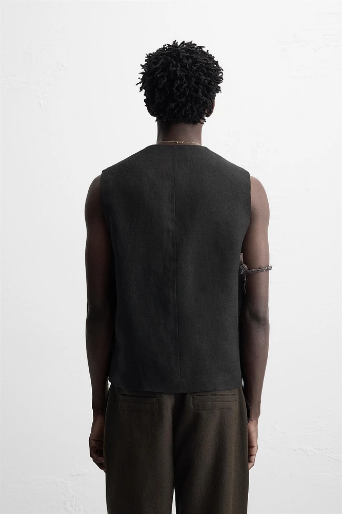 GILET CROISÉ 100 % LIN