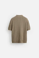 CABLE KNIT POLO SHIRT