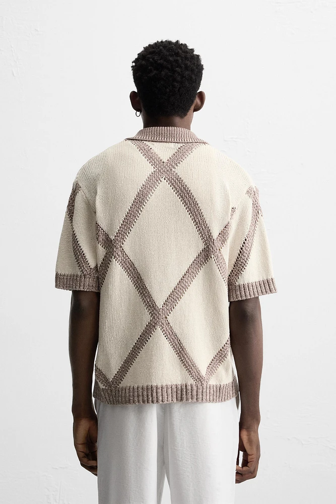 POLO EN MAILLE JACQUARD LOSANGES