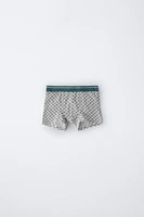 AGES 6-14/ FIVE-PACK OF CHECKERED BOXERS