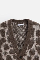 JACQUARD ANIMAL PRINT CARDIGAN