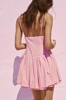 SHORT STRIPED BOW DRESS