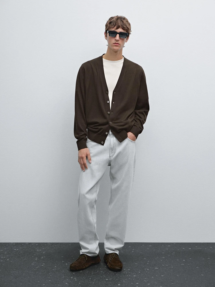 100% merino wool knit cardigan