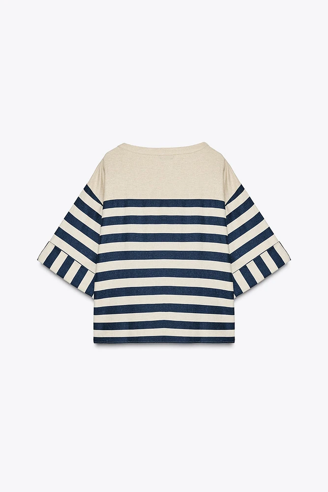 STRIPED LINEN BLOUSE